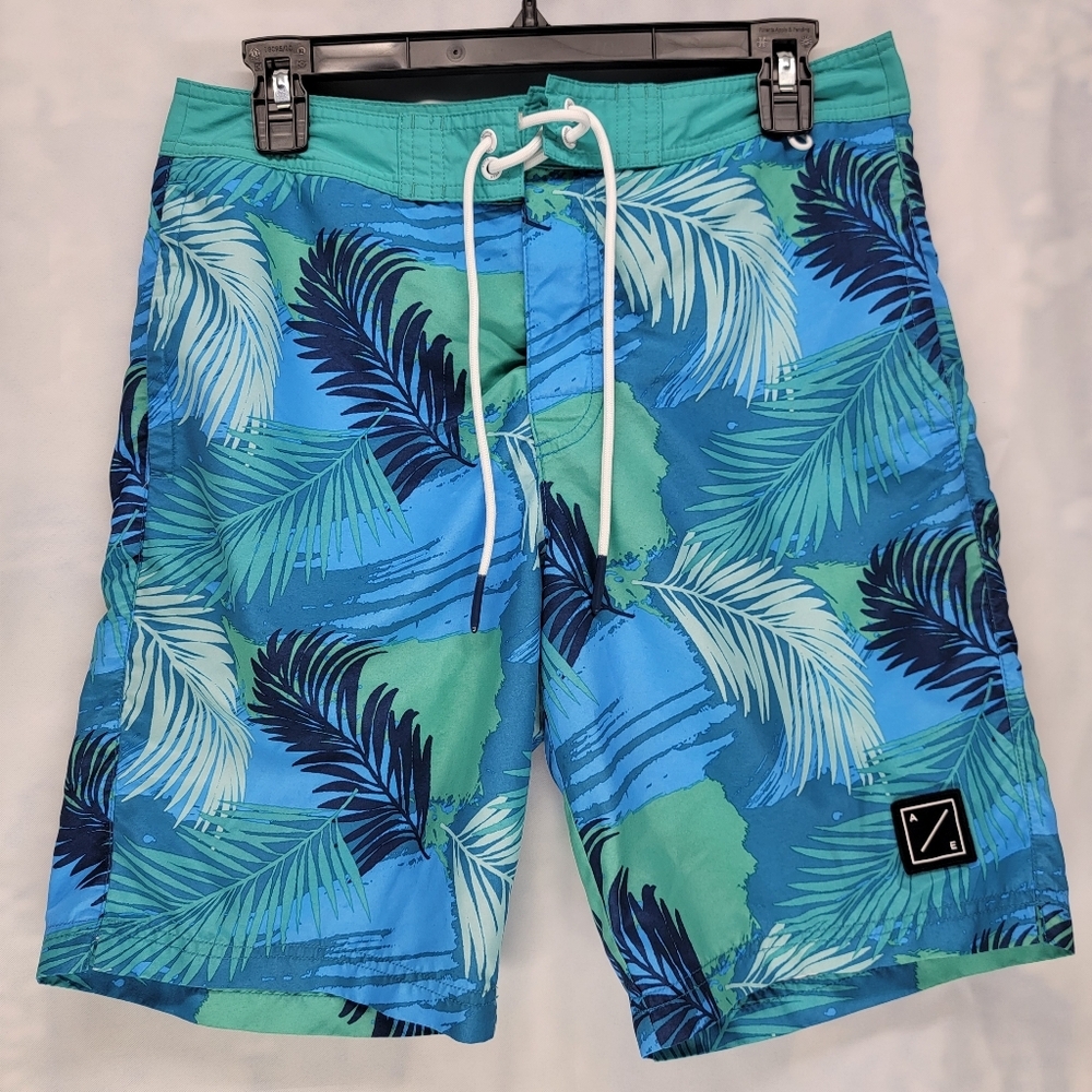 American Eagle Blue/ Green Palm Print Board Shorts